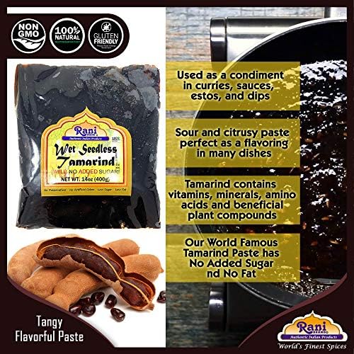 Rani Tamarind, Wet Seedless Block/Slab (Imli) 14oz (400g) ~ All Natural | No added sugar | Vegan | Gluten Free | NON-GMO | Kosher | Indian Origin