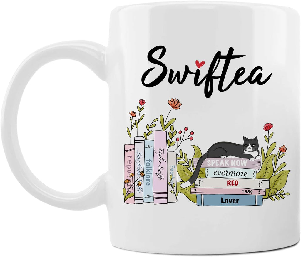 Funny Coffee Swiftea Album Coffee Mug Gift for Singer Fans Womens Girls 11oz White Double Sided Mug