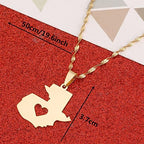 Chuangbang Jewelry Guatemala Map Pendant Necklace For Women Guatemalan Heart Map of Guatemala