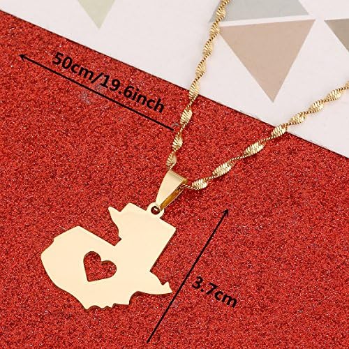 Chuangbang Jewelry Guatemala Map Pendant Necklace For Women Guatemalan Heart Map of Guatemala