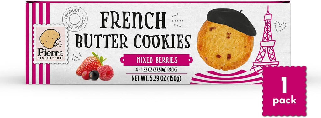 Pierre Biscuiterie French Butter Cookies with Mixed Berries 5.29 Ounce Box (Pack of 1)