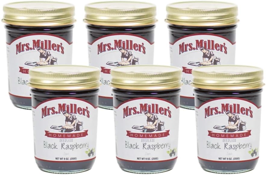 Mrs. Miller's Seedless Black Raspberry Jam 9 Ounce (Pack of 6)