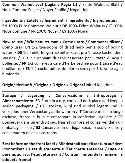 Common Walnut Leaf - Juglans Regia L - Herbal Tea (100g)