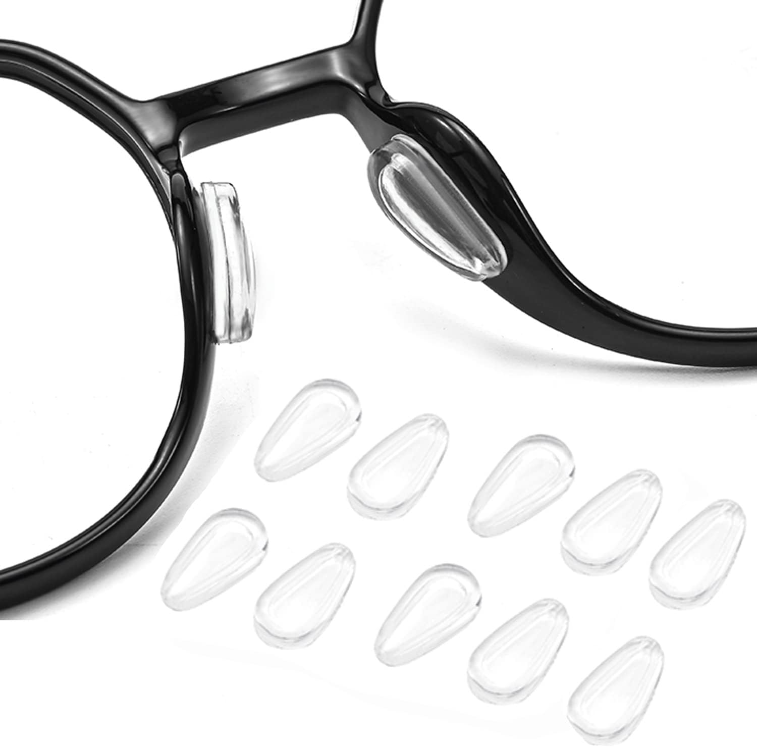 Eyeglass Nose Pads, Adhesive Anti Slip Eyeglasses Nose Grips with Airbag,3.2mm Thickness for Eyeglasses Sunglasses Reading Glasses,5 Pairs,Transparent
