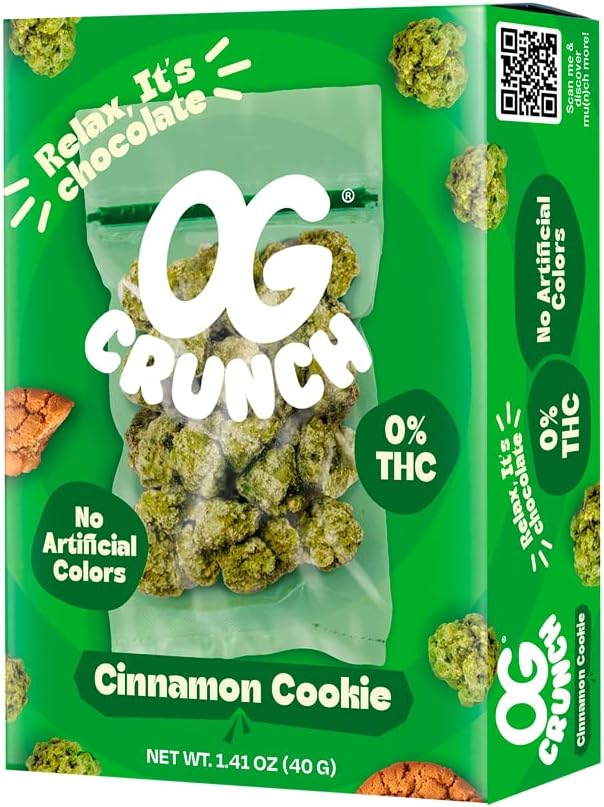 OG Crunch Chocolate, Novelty Chocolate that Looks Like Weed, Gag Gift, 100% Food, Great Prank Gift, Vegetarian Friendly, Non GMO, Natural Ingredients (40g, Cinnamon Cookie)
