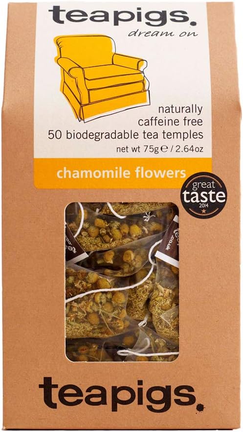 Teapigs Chamomile Flowers Tea Made With Whole Tea Leaves, Natural Ingredients, Non-GMO, Caffeine-Free Sleep Tea – 50 Count (1 Pack of 50 Teabags)