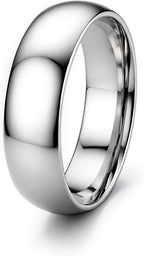ORAZIO Stainless Steel Rings for Men Women 6MM 8MM Wedding Band Rings Silver/Black/Gold Domed High Polished Basic Wedding Bands Comfort Fit Size 6-14