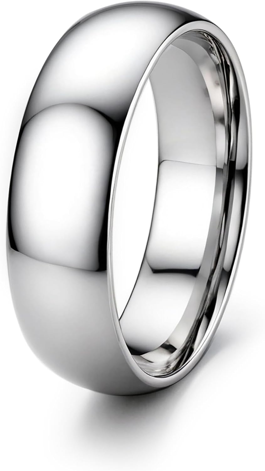 ORAZIO Stainless Steel Rings for Men Women 6MM 8MM Wedding Band Rings Silver/Black/Gold Domed High Polished Basic Wedding Bands Comfort Fit Size 6-14
