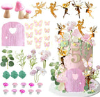Fairy Cake Topper Fairy Garden Theme Cake Decor Pink Fairy Door for Birthday Baby Shower