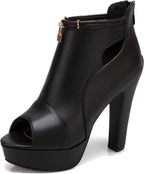 fereshte Women's Peep-Toe Sandals Stiletto High Heels Platform Summer Booties