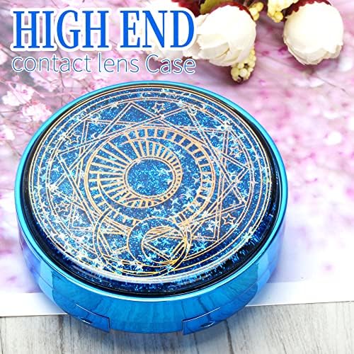 ofone Contact Lens Case, Bling Stars Cute Contact Lenses Holder Travel Kit with Remover Tool Tweezers Solution Bottle Mirror Portable Contacts Storage Container for Women Girl (Blue)
