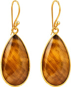 Gempires Genuine Gemstone Faceted Long Pear Gemstone Drop Dangle Hook Earrings, Statement Jewelry For Her, 1.5 inch Drop 14K Gold Plated, Gift For Woman