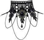 iWenSheng Halloween Costumes Jewelry for Women - Steampunk Black Lace Choker Necklace Gothic Jewelry Accessories, Vampire Choker Necklace Costume for Teen Girls