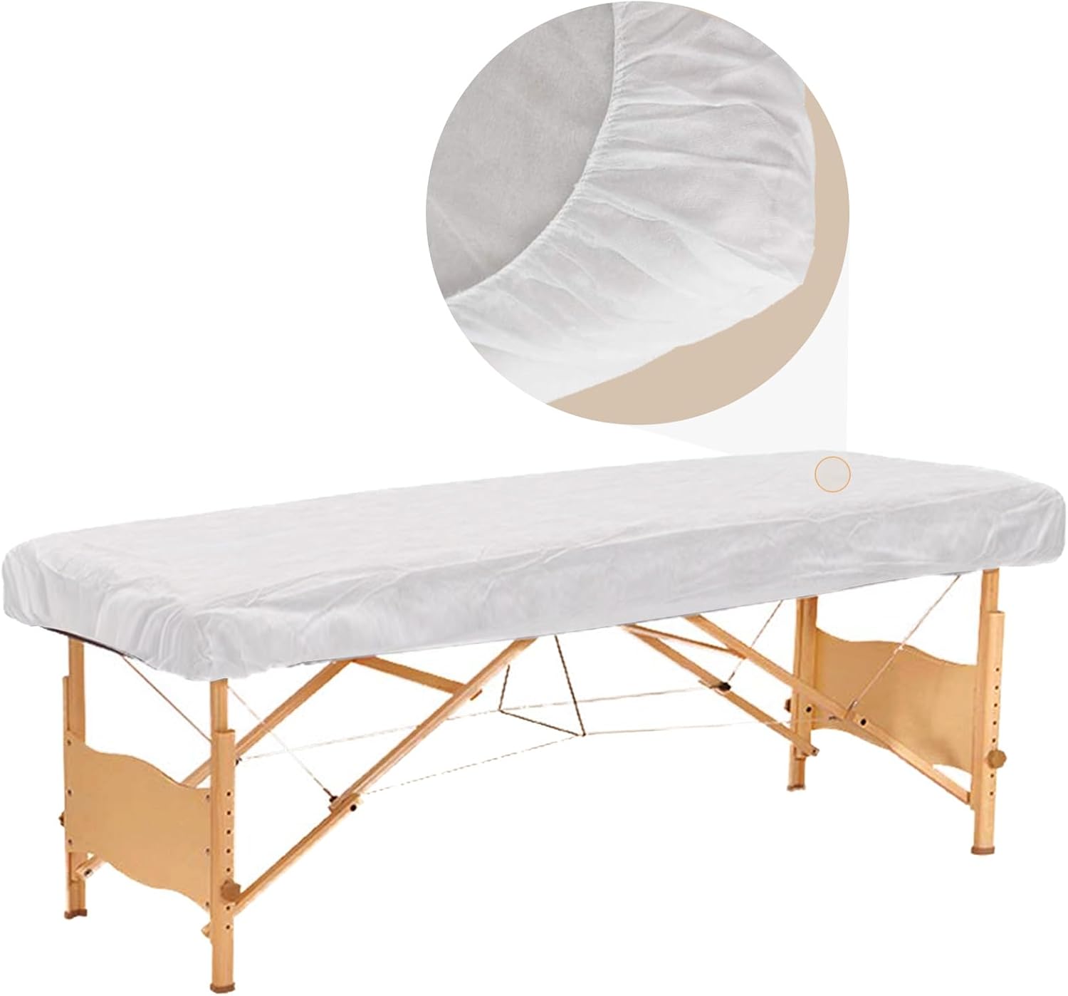 50PCS Disposable Fitted Massage Table Sheets, Heavy Duty Elastic Disposable Bed Cover, Breathable Disposable Fitted Sheets for Spa White Non Woven Fabric 36 x 85 Inch