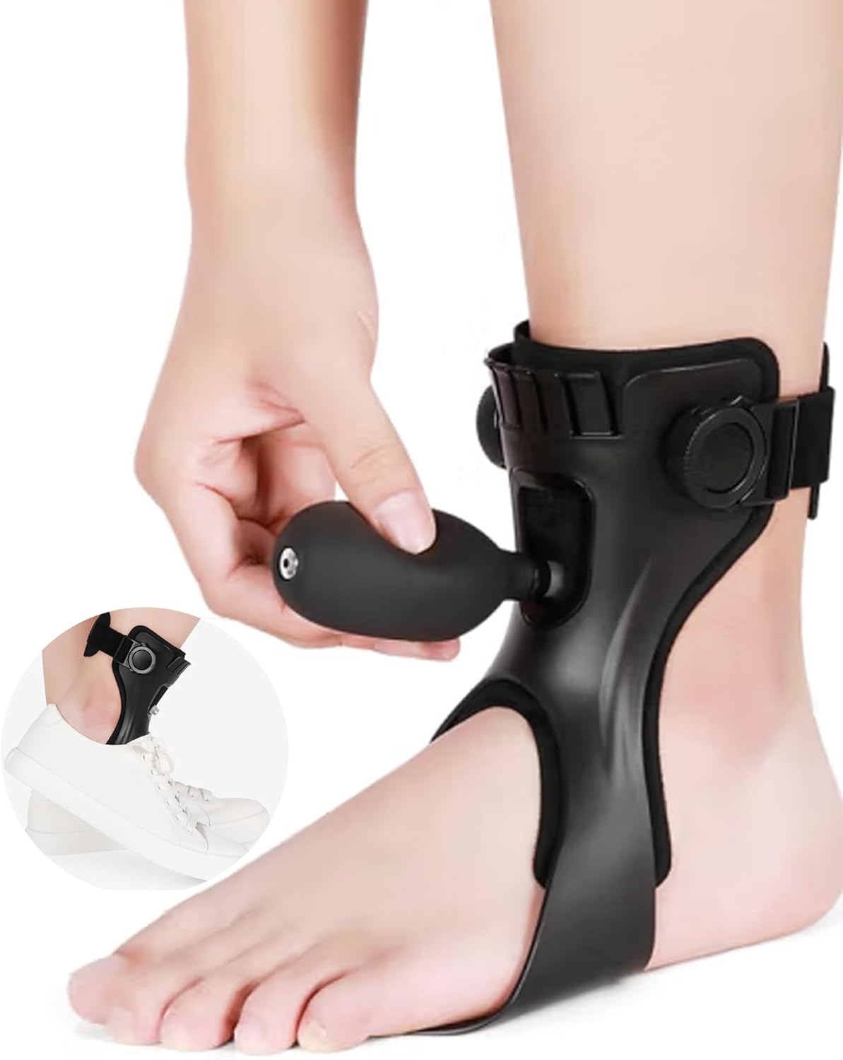 AFO Drop Foot Brace for Walking - Upgraded Inflatable Version, More Comfortable & Efficient, Adjustable Foot Drop Orthotic Brace, Achilles Tendonitis, Plantar Fasciitis, Stroke, TBI, ALS, MS, Bone Fracture, AFO, ASO(Large, Left)
