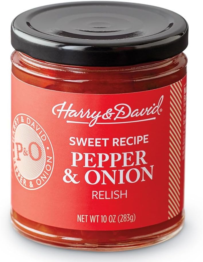 Harry & David Sweet Pepper & Onion Relish, Plant Based Condiment, Hamburger & Hot Dog Relish, Sandwich Spread Topping, Charcuterie Board Foods, 10Oz