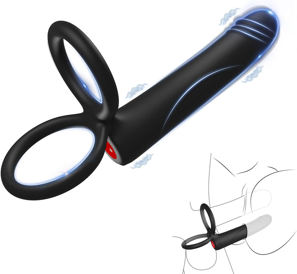 Anal Dildo Vibrator Sex Toys for Men, Strap-On Dildo Butt Plug with Vibrating Cock Ring, Male Penis Vibrator with 10 Vibration Modes, Double Penetration Pleasure for Men and Couples Adult Sex Toys