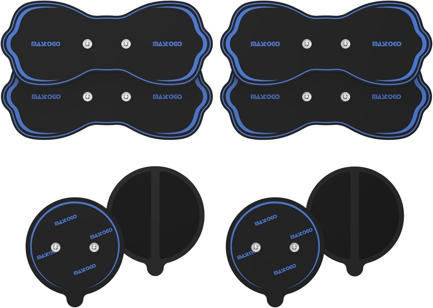 Wireless TENS Unit Electrode Pads Combo Set – 8-Pack Multi-Size Electrodes, Reusable & Latex-Free Replacement Pads for Wireless TENS Units, 3.5mm Snap Connectors (for Multi-Site Pain Relief)