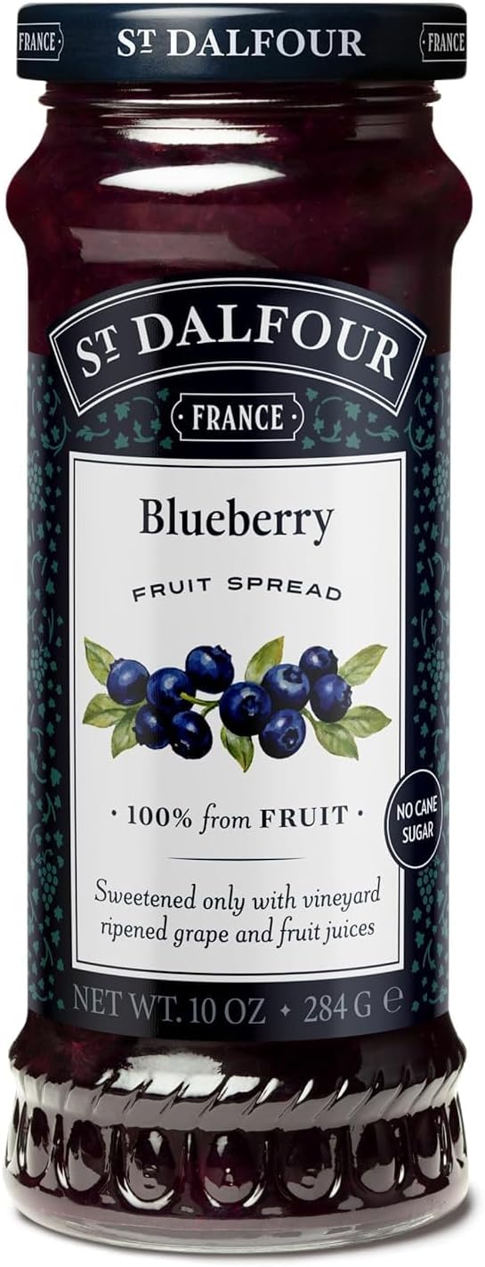 St. Dalfour Blueberry Fruit Spread - 10oz - 100% from Fruit, No Artificial Ingredients, Non-GMO, No Cane Sugars, All Natural, Made in France