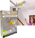 Evelots Ceiling Fan Blade Brush Cleaner - Long Extension Pole - Brush Both Sides at the Same Time - Scratch Resistant Microfiber Feather Cobweb Duster - Extra Long with Reach up to 9 Feet