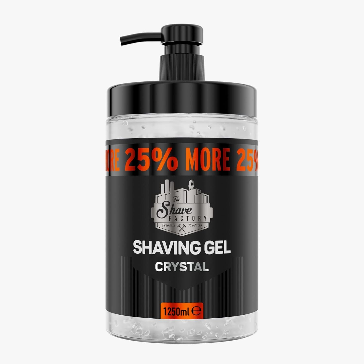 The Shave Factory - Shaving Gel | Non-Irritating | Precise shave on face and body | Shaving gel for men | Moisturizes the skin | 1250ml (42.25fl oz.) (Crystal)