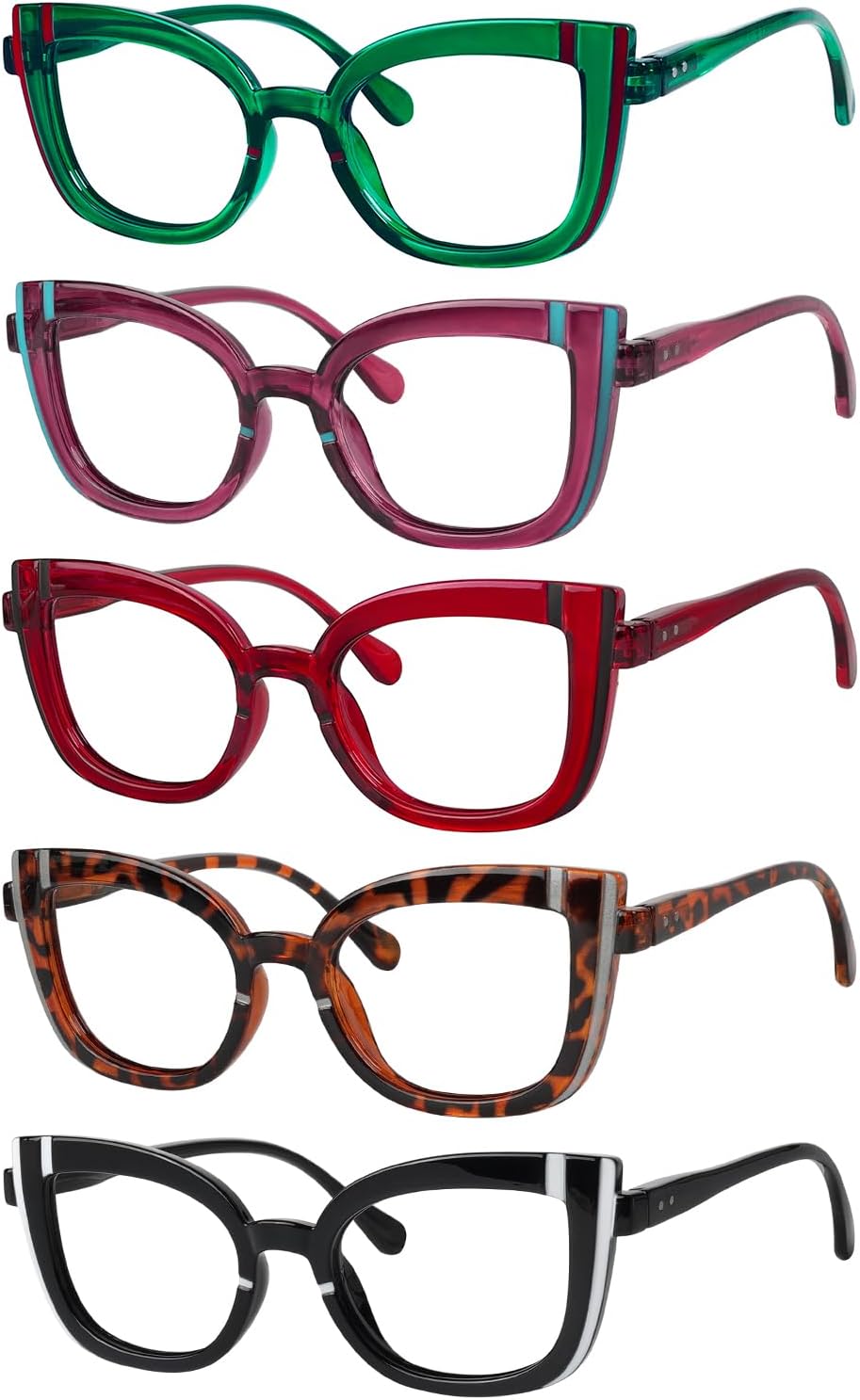 Eyekepper 5-pack Cat Eye Reading Glasses for Women Cute Reader +3.75