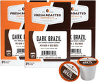 Fresh Roasted Coffee, Dark Brazil, Med-Dark Roast, 72 Pods for K Cup Brewers