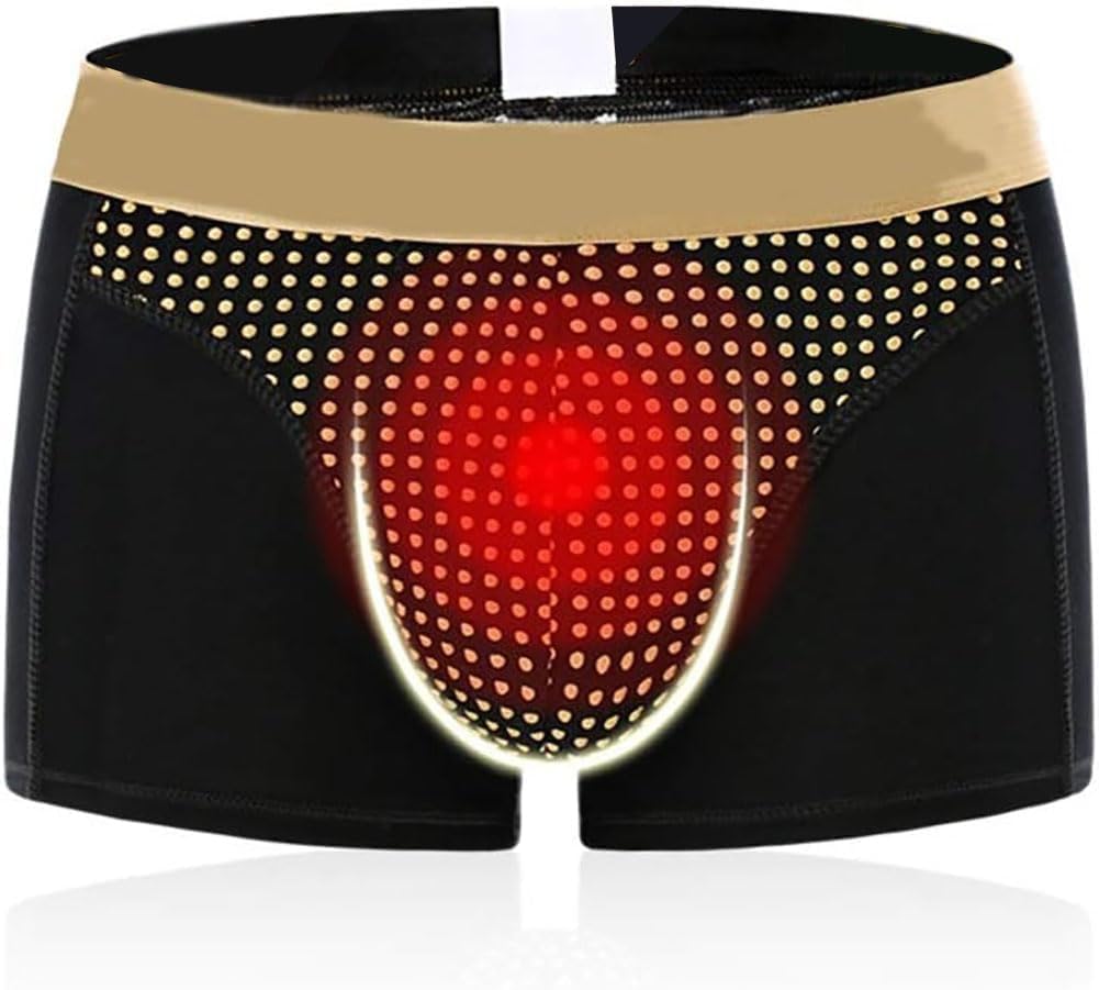 3pcs Men's Magnetic Therapy Boxer Shorts, Enlargement Underwear for Improving Male Power (Black,Large)