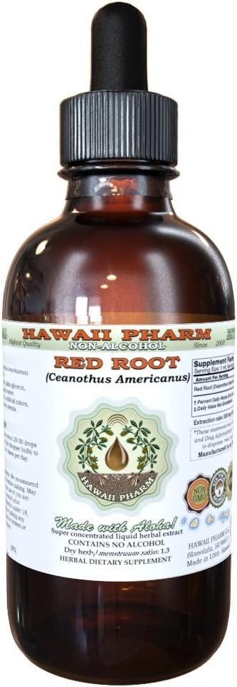 Red Root Alcohol-Free Liquid Extract, Red Root (Ceanothus Americanus) Dried Root Bark Glycerite 2 oz