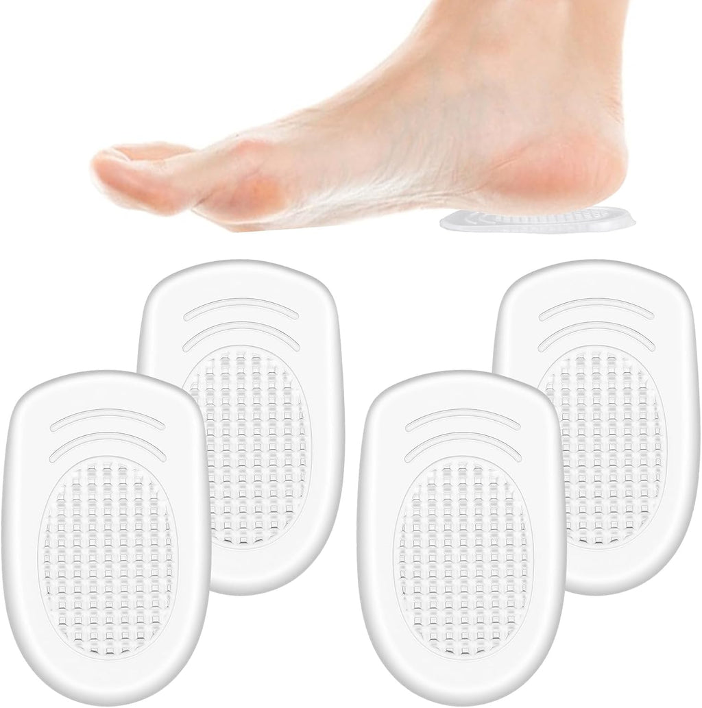 4Pcs Silicone Gel Heel Cups, Reusable Gel Shoe Inserts with Non-Slip Grip Breathable Heel Protectors Silicones Heels Pads Heels Lifts Shock Absorption for Women Men(Clear)