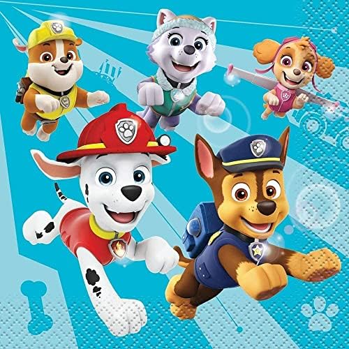 Paw Patrol Multicolor Beverage Napkins (Pack of 16) - Fun & Colorful Design, Perfect for Kids Birthdays & Celebrations