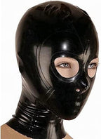 Latex Mask Open Eyes and Nostrils Rubber Unisex Hood Unique Club Wear,Black,Large