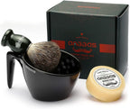 Anbbas Badger Hair Shaving Brush with Shaving Soap Bar and Upgrade Lathering Way-POP Mug A5 Melamine,Foaming Set for Men Wet Shave,Women Girls Hair Removal