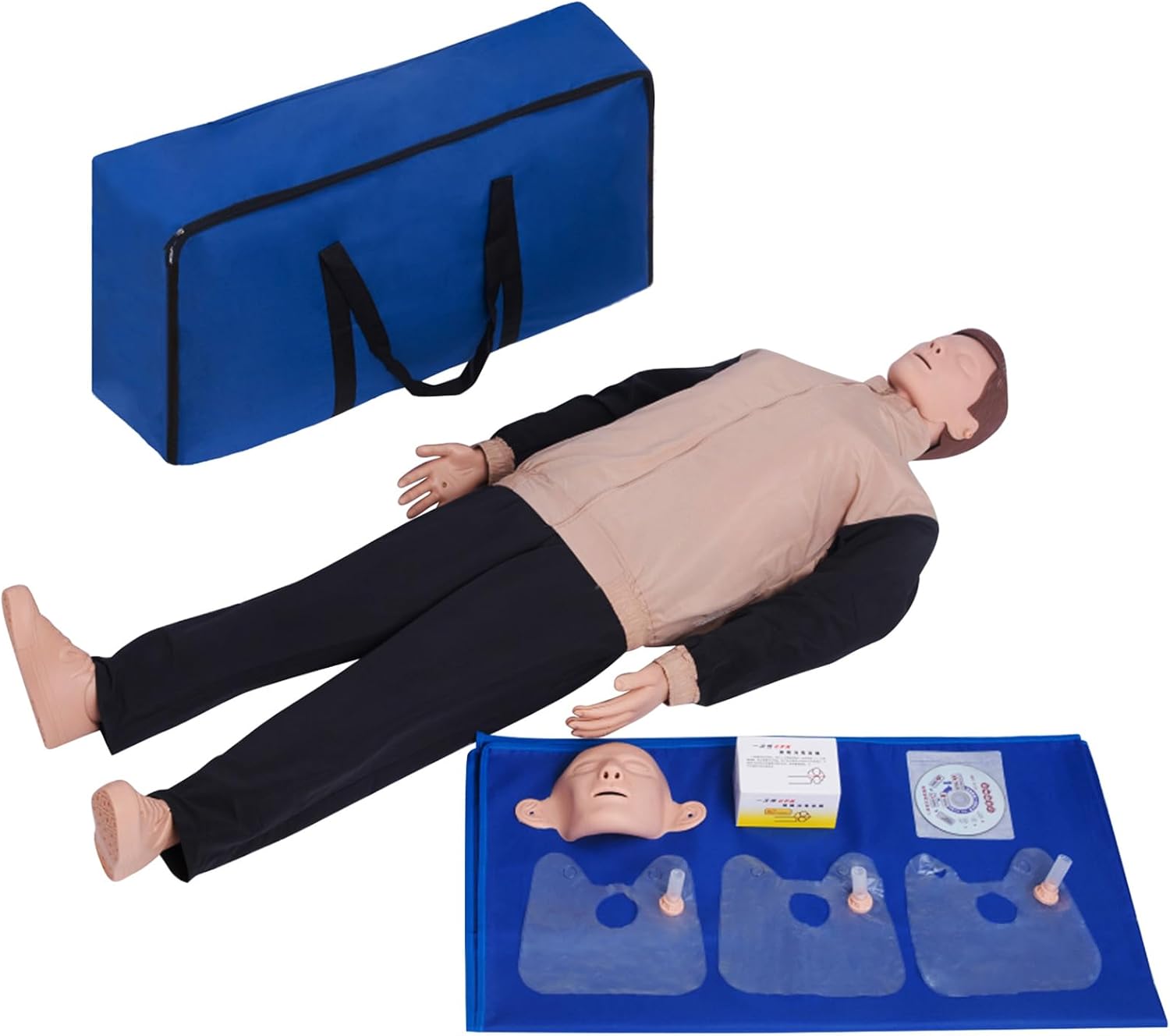 CPR Manikins Dummy Training Kit, Professional CPR Dummies Test Dummies Adult with Medium Skin MCR Med-ical Accessories, CPR Training Set for Classroom or Research Centers