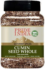 Pride of India - PACK of 6 - Cumin Seed Whole – Gourmet Indian Spice – Excellent for Culinary Uses – Fresh and Quality Seeds – Adds Flavor & Aroma - Easy to Store – 8 oz. Medium Dual Sifter Bottle