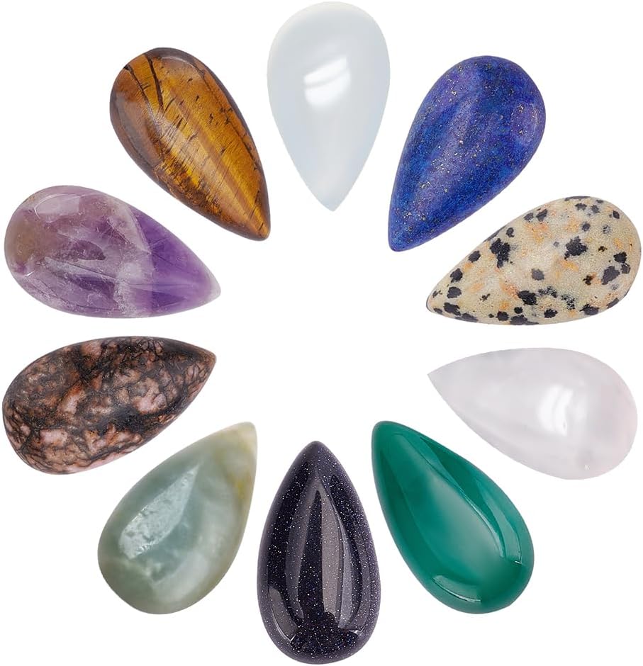 PH PandaHall Teardrop Shaped Natural Gemstone Cabochons