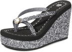 Matari Women's super high heel cool slippers sequins water diamond high flip-flops