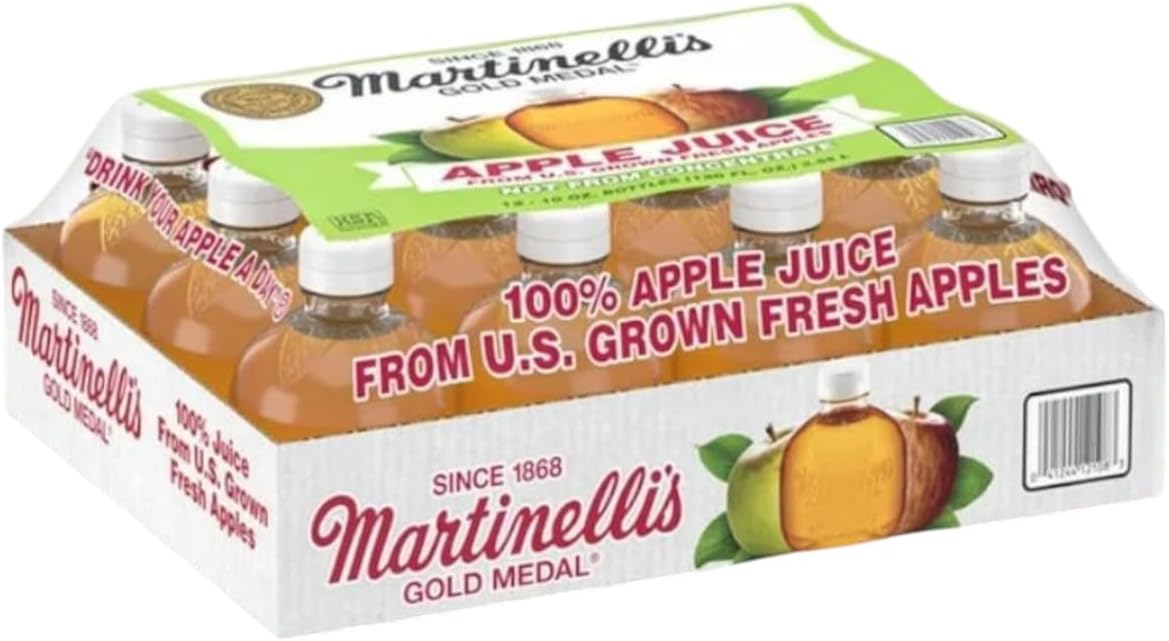 100% Pure Apple Juice, 12-Pack, 10 fl oz Bottles, U.S. Grown Fresh Apples, No Preservatives, Fat-Free, Cholesterol-Free, Kosher, No Sweeteners, 120 fl oz Total