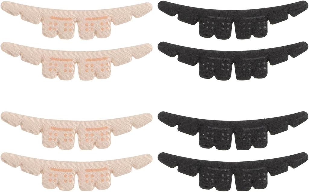 Beaupretty 4 Pairs High Heel Cushion Pads and Invisible Heel Grips Self-Adhesive Sandal Insoles for Women Anti-Slip Front Sole Protector Skin Tone and Black Comfortable Foot Pads