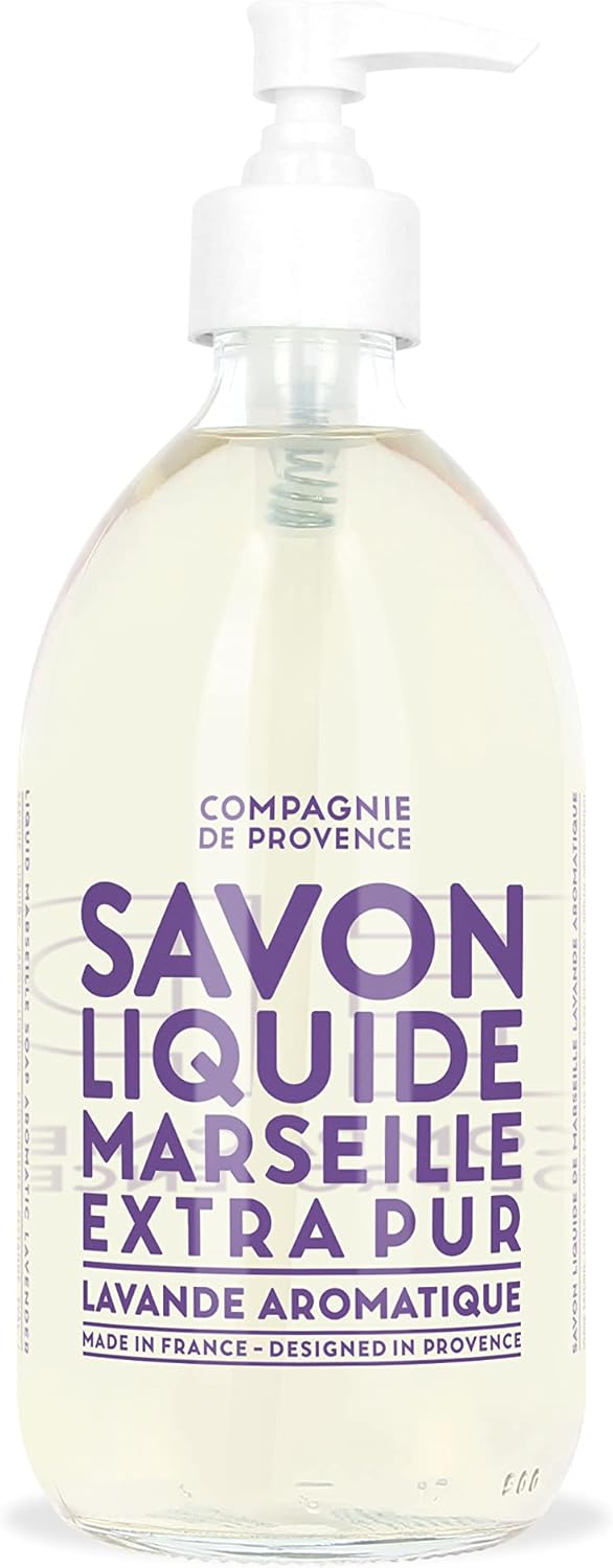 Compagnie de Provence Savon de Marseille Extra Pure Liquid Soap - Aromatic Lavender - 16.7 Fl Oz Glass Pump Bottle