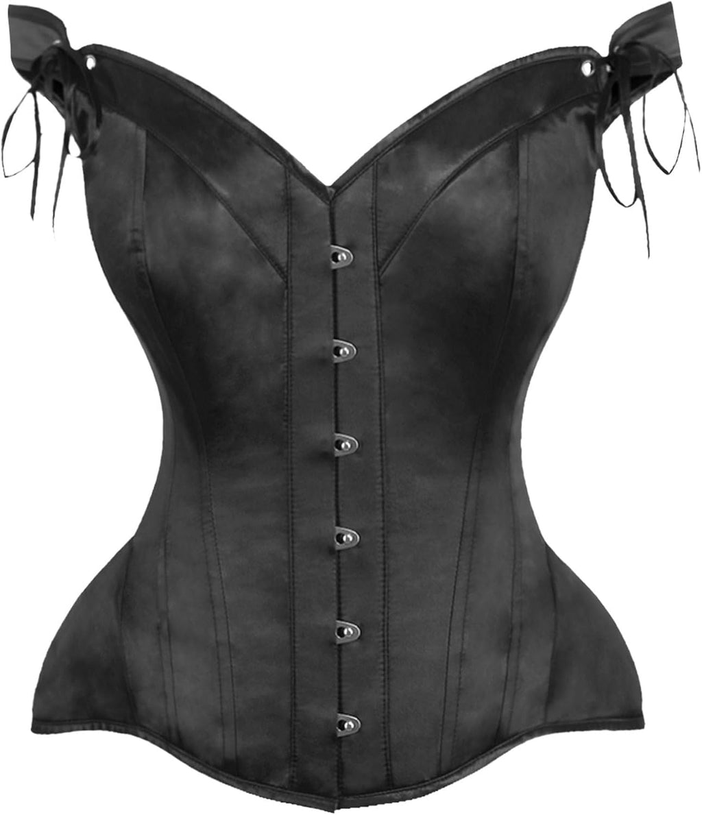 Daisy corsets Women's Daisy Corsets Top Drawer Black Satin Steel Boned Corset W/Straps