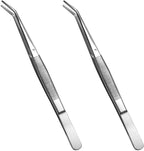Stainless Steel Tweezers, with Curved Serrated Tip Multipurpose Sewing Machine Tweezers Forceps for Craft Repairing (2 Pcs set)