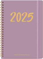 2025 Planner, Weekly and Monthly Planner Spiral Bound, Jan 2025 - Dec 2025, Hardcover 2025 Calendar Planner Book with Tabs, Inner Pocket, Perfect for Office Home School Supplies - A5 (6.3" x 8.5"), Purple