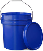 5-Gallon Dark Blue Bucket Pail Container with Lid | Metal Handles with Plastic Grip for Easy Carrying | Easy Stack and Store | Heavy-Duty Extra Durable | Food Grade | BPA Free - 1 Pack