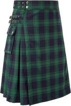 Utility Kilts for Men Scottish Tartan Kilts Casual High Waist Buckle Strap Modern Gothic Pleated Skirts with Pockets