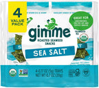 Gimme Seaweed - Sea Salt - Organic Roasted Seaweed Sheets - Keto, Vegan, Gluten Free - Great Source of Iodine & Omega 3’s - Healthy On-The-Go Snack for Kids Adults 4 Count