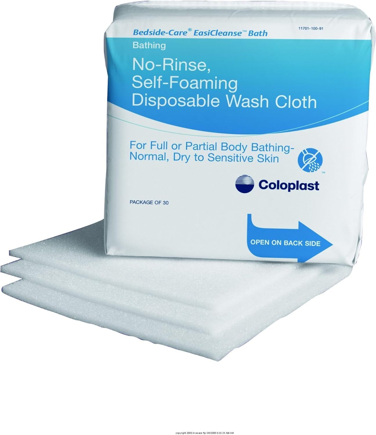 Bedside-Care EasiCleanse Bath Wipe or Washcloth 7-9/10 x 7-9/10" COI7055CS, 1 Pack 30 Wipes
