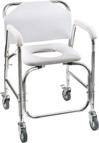 DMI Rolling Shower Chair, Commode, Transport Chair, FSA Eligible, Rolling Bathroom Wheelchair for Handicap, Elderly, Injured or Disabled, 250 Lb. Weight Capacity, Aluminum Frame, White