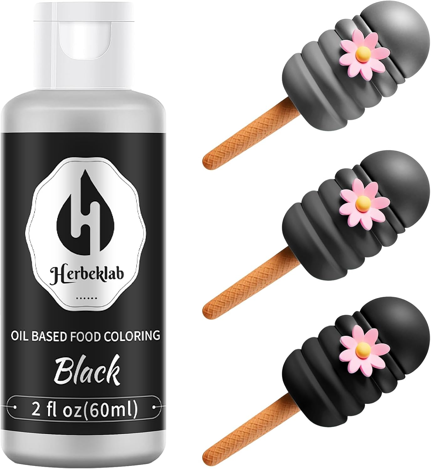 Black Oil Based Food Coloring – 2 fl oz Professional Grade Concentrated Oil Food Dye for Melting Chocolate, Candy Melts, Cake Pops, Strawberries & Baking