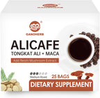 GANOHERB Maca Energy Coffee for Men, Women Herbal Coffee with Tongkat Ali, Maca Root, Reishi Mushroom Extract for Energy & Focus - 1 box (25 Packets)